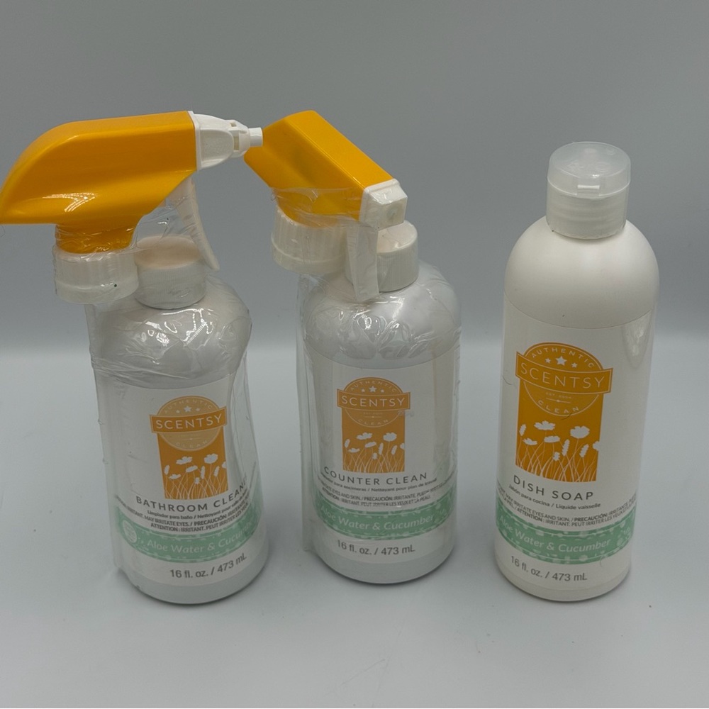 Scentsy Clean Aloe Water Cucumber Scent 16 fl oz Cleaner Combo Retired Scent New